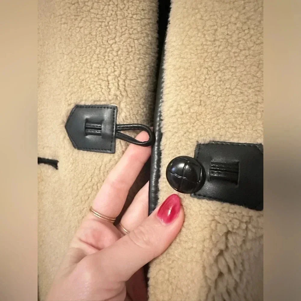 NWT Rebecca Minkoff Fuzzy Shearling Toggle Button Jacket Size XL. - Picture 10 of 12